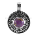 2017 Vintage Design Purple Copper Turquoise Gemstone Oxidized Sterling Silver Pendant